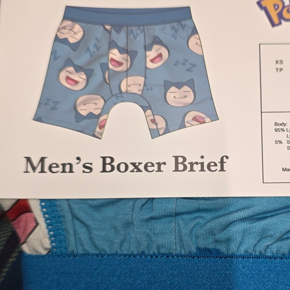 Pokemon Snorlax Mens Boxer Briefs Blue All Over Print Size Medium 32-34 NWT